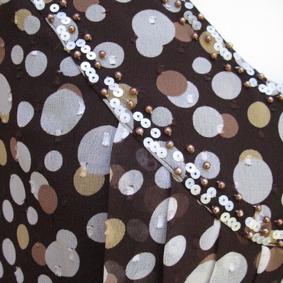 Adrianna Papell Brown Silk Pleated Dress - Picture 3 of 7